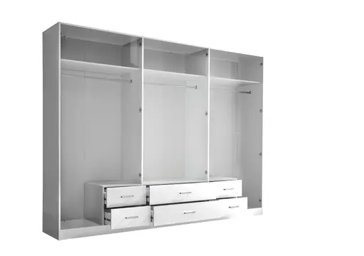 Drehtürenschrank- B ca. 271 cm, Weiß, Spiegel