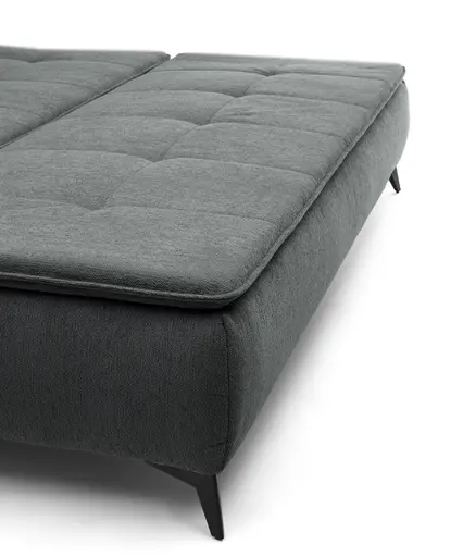 Sofa JANIN - 2-Sitzer, Schlaffunktion mit Bettkasten, Stoff, Dunkelgrau