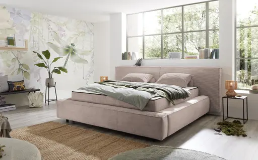 Polstergestell- Liegefläche ca. 180x200 cm, Stoff, Hellrosa