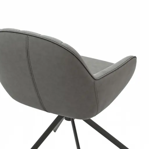 Polsterstuhl Dinner - drehbar, Leder, Graubraun