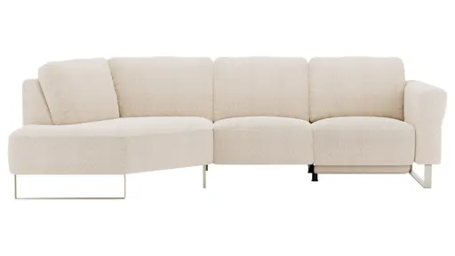 Ecksofa Leona - Ecke links mit 2,5-Sitzer inkl. Relaxfunktion motorisch, Stoff, Creme 