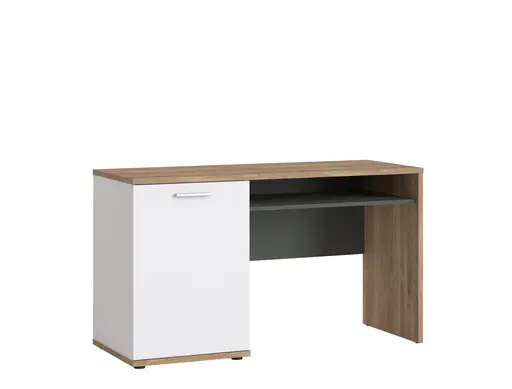 Schreibtisch- LB ca. 130x50 cm, Weiß, Eiche Dekor, Graphit