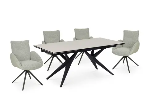 Esstisch MICHELA - ausziehbar, LB ca. 180x95 cm, Glaskeramik, Travertin farbig