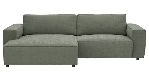 Ecksofa Lilaia - Chaise Longue XL mit 1,5-Sitzer XL rechts, Stoff, Olivgrün