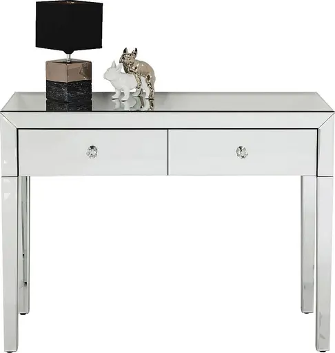 Konsolentisch- LB ca. 100x40 cm, Weiß, Lackiert, Verspiegelt