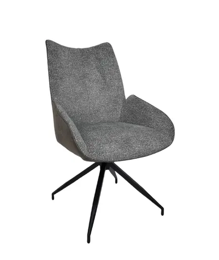 Stuhl MAUREEN - drehbar, Stoff, Grau, Braun