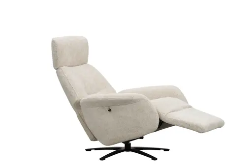 Sessel Liam - Relaxfunktion, Stoff, Ecru