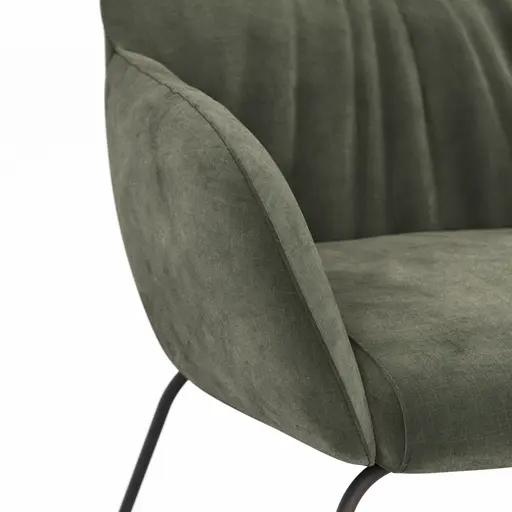 Armlehnstuhl Noli - Stoff, Dunkelgrün, Kufe