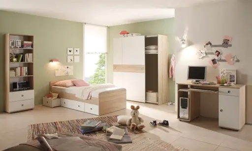 Kojenbett- Ligefläche ca. 90x200 cm, Eiche Dekor, Weiß