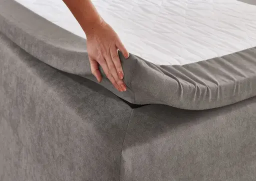 Boxbett- Liegefläche ca. 120x200 cm, Stoff, Hellgrau