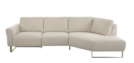 Ecksofa Leona - 2,5-Sitzer mit Ecke rechts, Stoff, Creme