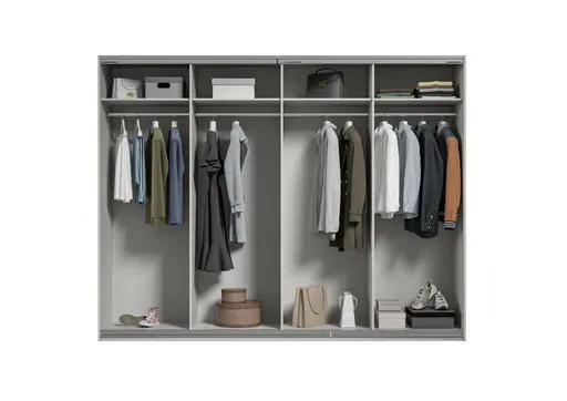 Schwebetürenschrank RIKK- B ca. 271 cm, Champagner, Spiegel