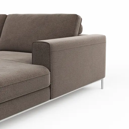 Wohnlandschaft Solano - Ecke Links, 2-Sitzer, Longchair Rechts, Stoff, Mocca-Braun