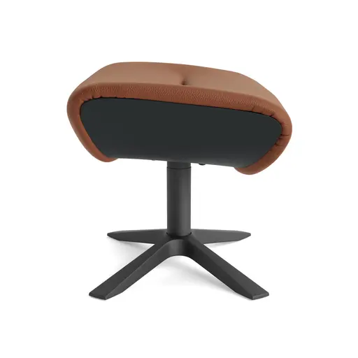 Hocker Avina - Leder, Cognac, Holzschale schwarz