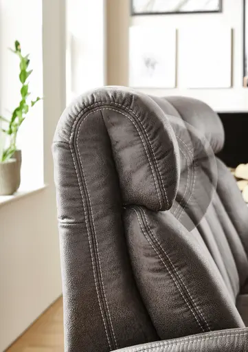 Trapezsofa - 2-Sitzer inkl. Kopfteil verstellbar, Stoff, Anthrazit