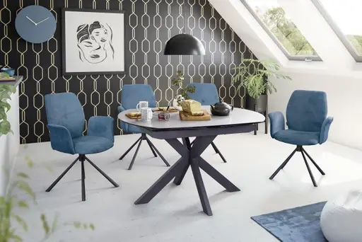 Esstisch MEGGIE - ausziehbar, LB ca. 130x100 cm, Keramik, Grau