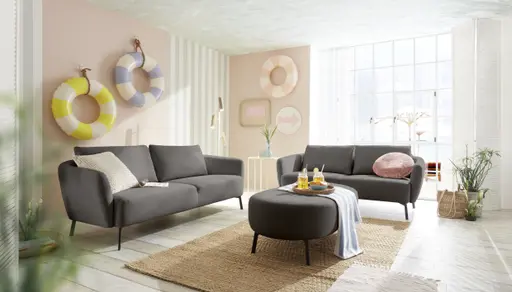 Sofa CARLLOTA - 2,5-Sitzer, Stoff, Anthrazit