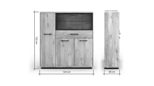 Highboard Savannah - Wildeiche massiv, natur geölt