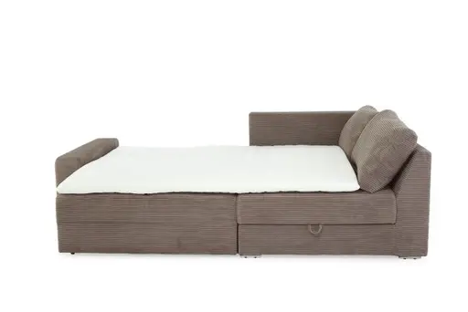 Ecksofa JANIS - 2,5-Sitzer, Ecke rechts inkl. Schlaffunktion, Stoff, Taupe