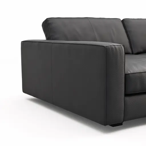 Sofa Aprino 2 - 3,5-Sitzer XXL, Dickleder, Schwarz, Armlehne Block schmal