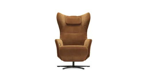 Relaxsessel Clemens - Größe M, inkl. Relaxfunktion (motorisch), Kopfstütze, Stoff,  Gold