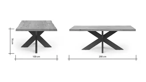 Esstisch Clifton - LB ca. 200x100 cm, Wildeiche massiv