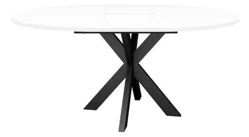 Esstisch - ausziehbar, Ø/H ca. 130x75 cm, Weiß, Schwarz