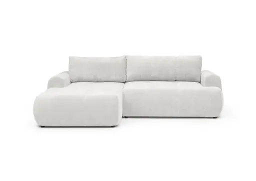 Ecksofa - Longchair links mit 2-Sitzer, Stoff, Sibergrau