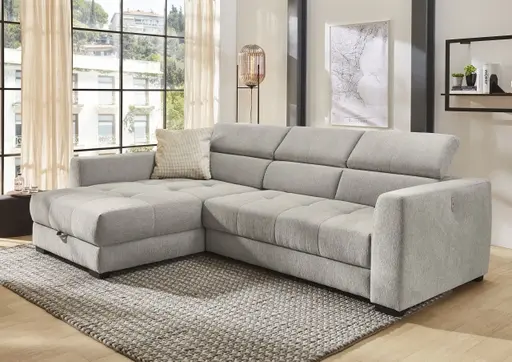 Ecksofa - 2-Sitzer, Ecke rechts, Stoff, Grau