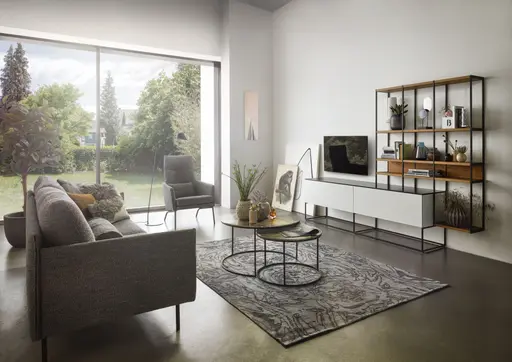 Wohnwand Catona - Lack matt, Weiß