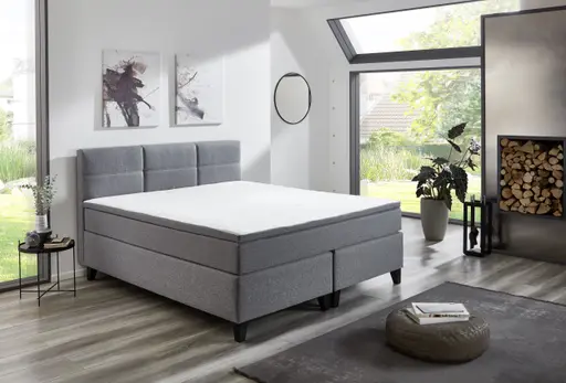Boxspringbett SAMIRO- Liegefläche ca. 140x200 cm, Stoff, Grau