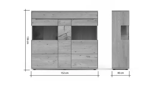 Highboard Amora - Wildeiche massiv bianco