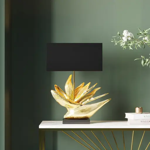 Tischleuchte- BH ca. 29x49 cm, Schwarz, Goldfarben