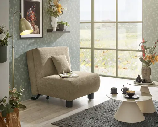 Faltsessel EBBY - ohne Armlehne inkl. Schlaffunktion, Stoff, Braun