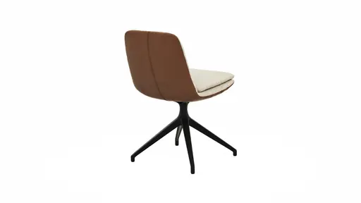 Polsterstuhl Macano - drehbar, Stoff & Leder, Beige, Cognac