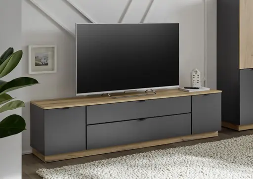 Lowboard- Anthrazit, Eiche Dekor