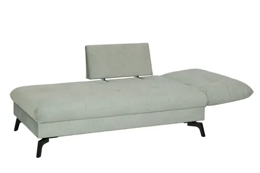 Recamiere - Schlaffunktion/Sitztiefe/Armlehne verstellbar, Stoff, Grau