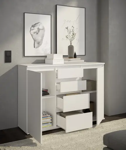 Kommode - B ca. 119 cm, Weiß