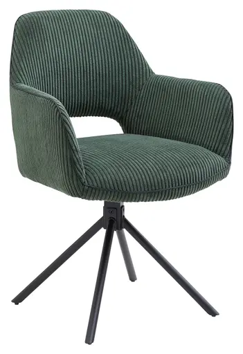Armlehnstuhl - drehbar, Cord, Dunkelgrün