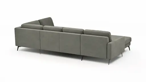 Wohnlandschaft Enna - Longchair links, 2,5-Sitzer, Ecke rechts, Stoff, Grau