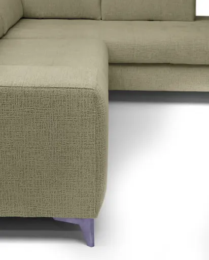 Ecksofa -2-Sitzer mit Ecke rechts, Kopfteil verstellbar, Sitztiefe verstellbar motorisch, Stoff, Sand