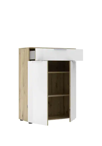 Büroschrank - B ca. 80 cm, Artisan Eiche Nachbildung, Weiß