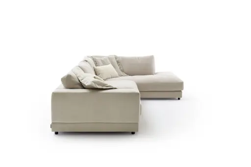 Ecksofa Juni - 2-sitzer mit Ecke rechts, Stoff, Taupe