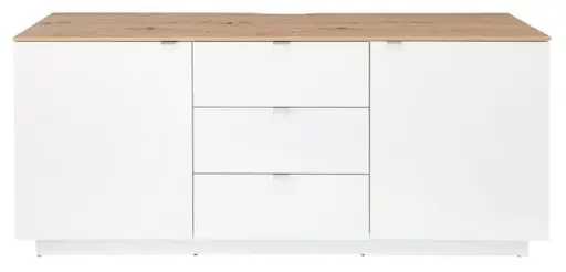 TV-Sideboard - Weiß, Eiche Dekor