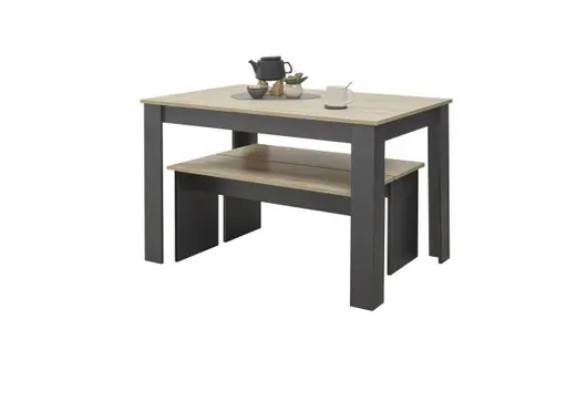 Esstischgruppe - Artisan Eiche Nachbildung, Anthrazit