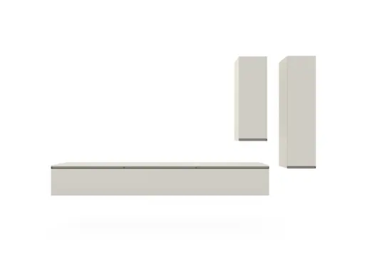 Wohnwand Venzone - B ca. 320 cm, Lack, Hellgrau