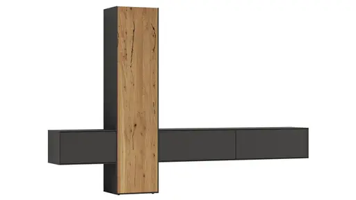 Wohnwand Medio -  Melamin, Schiefergrau