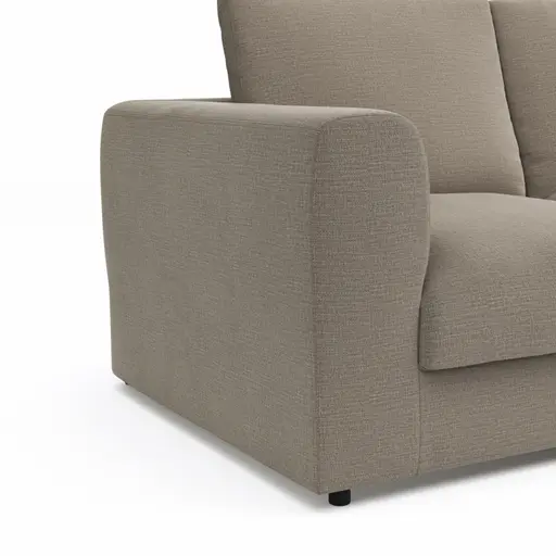 Ecksofa Stormy - 2,5-Sitzer mit Longchair rechts, Stoff, Graubeige