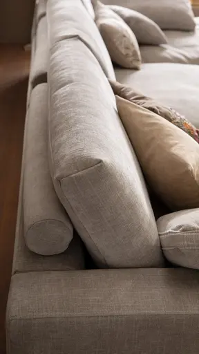 Ecksofa Palmdale - 3-Sitzer mit Longchair rechts, inkl. Kissen, Stoff, Graubeige