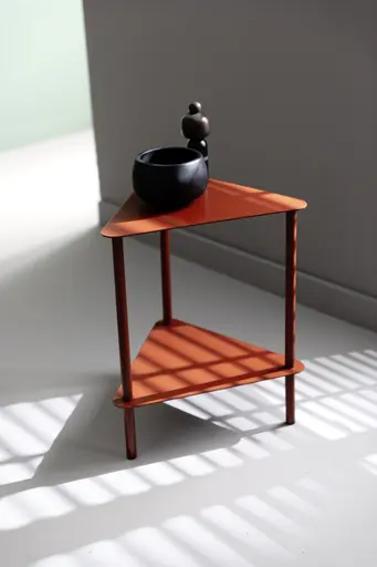 Beistelltisch Dagny - BHT ca. 40x55x40 cm, Dreieckig, Metall, Camparirot